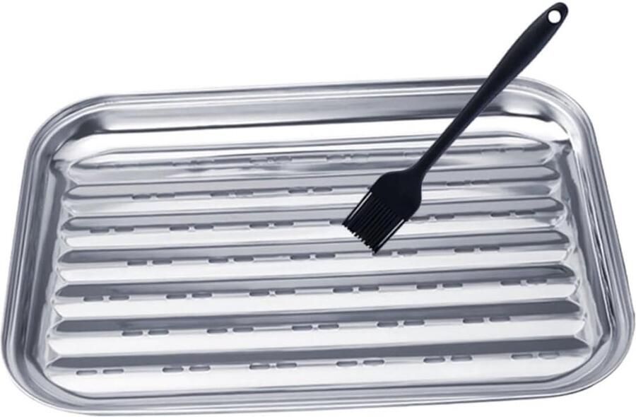 Grillplaat Bakplaat Oven Pan Buiten Koken Roestvrij Staal 35 x 24 x 3 cm Gemengde Kleuren