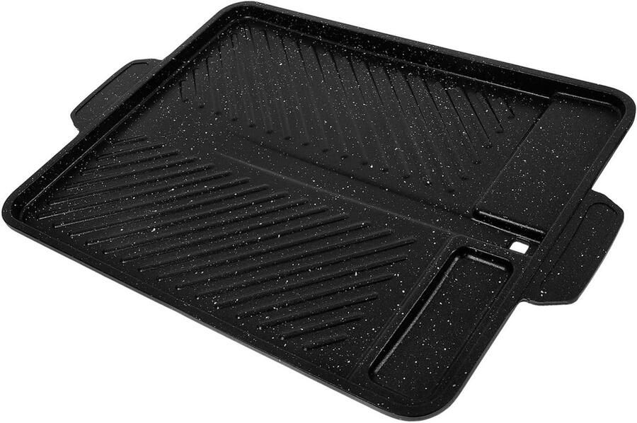 Grillplaat Bakplaat Ovenschaal Buiten Koken Antiaanbaklaag Olielek 32x26 cm Zwart