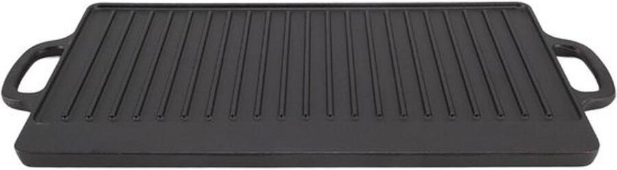 Grillplaat Bakplaat Plancha Koken op Gas Dubbelzijdig Ontwerp 45 cm Lengte Zwart