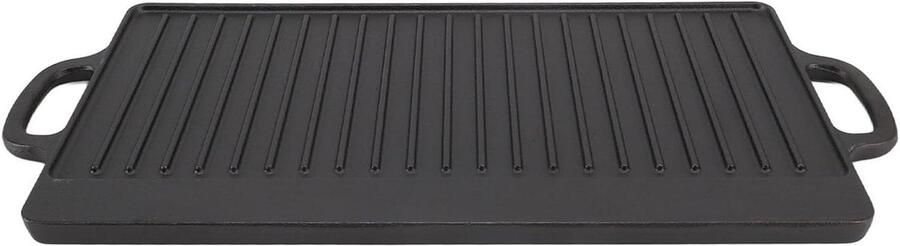 Grillplaat Bakplaat Plancha Koken op Gas Dubbelzijdig Ontwerp 45 cm Lengte Zwart