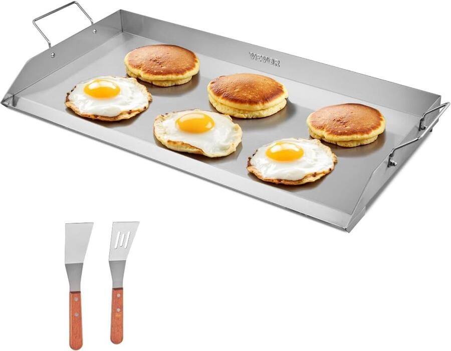 Grillplaat Bakplaat Platte Bakplaat Buiten Koken Roestvrij Staal 81 x 37 cm Zilver