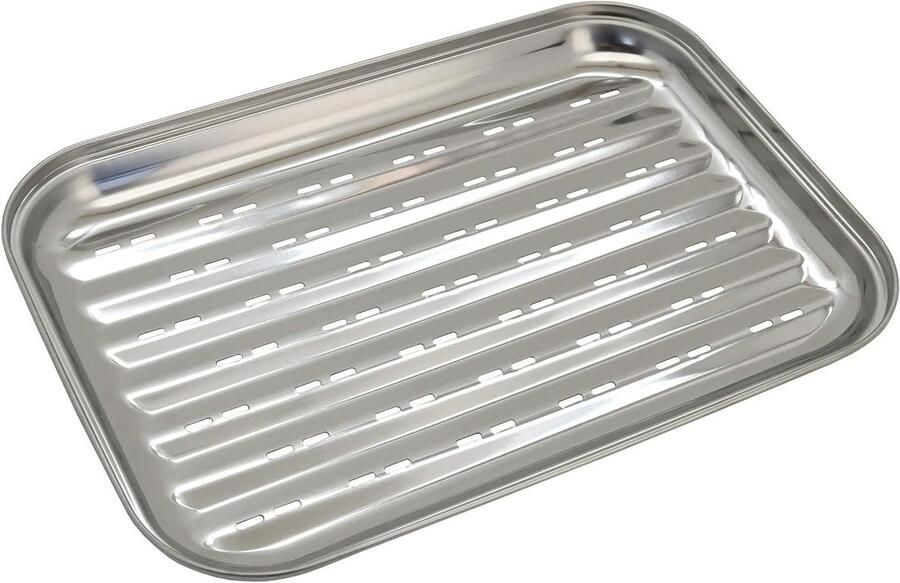 Grillplaat Bakplaat RVS Gezond Grillen Herbruikbaar 34 x 24 cm Zilver