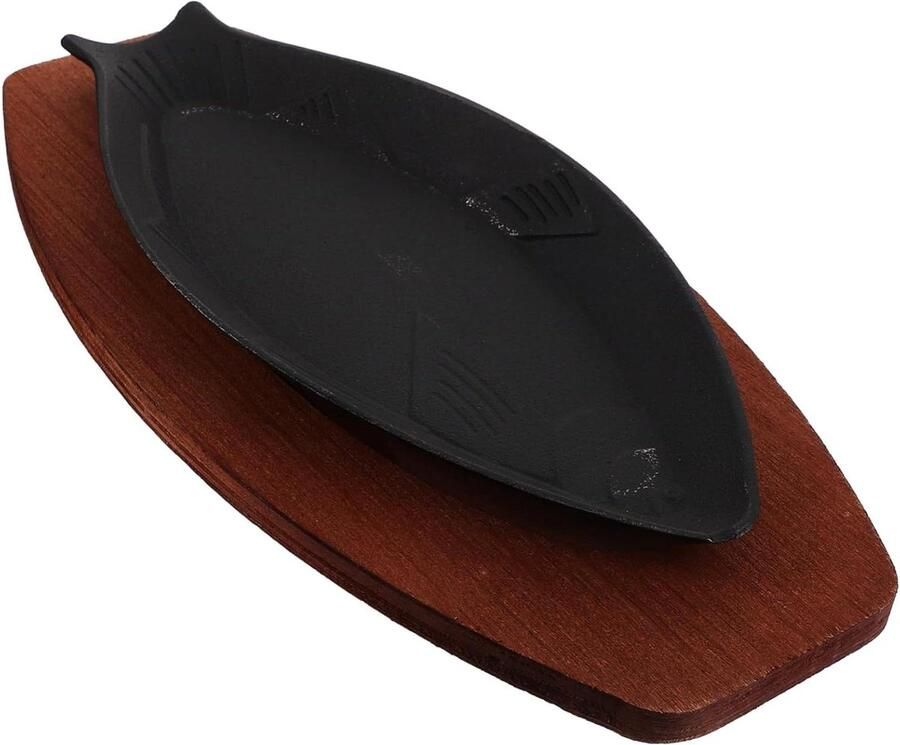 Grillplaat Bakplaat Steak Buiten Koken Uniforme Warmte 31x14x2.5cm Zwart