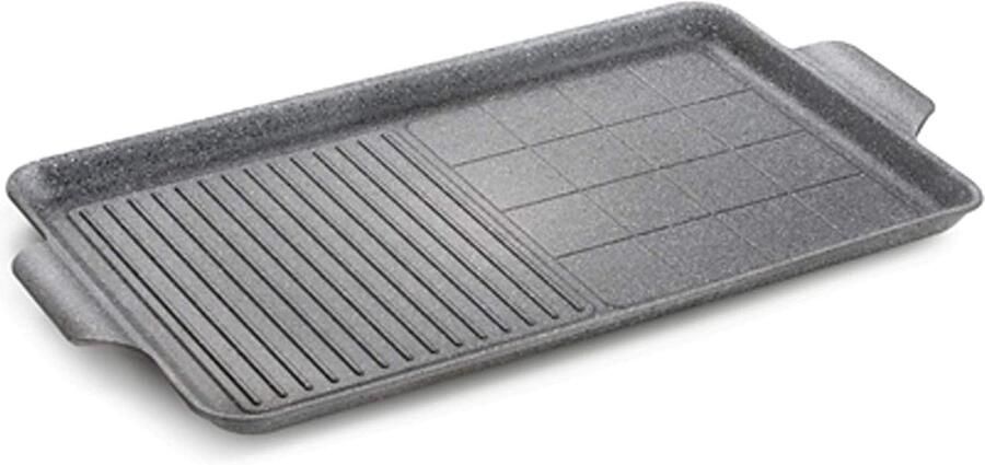 Grillplaat Bakplaat Steenlook Buiten Koken Anti-aanbaklaag 50 x 30 cm Zwart