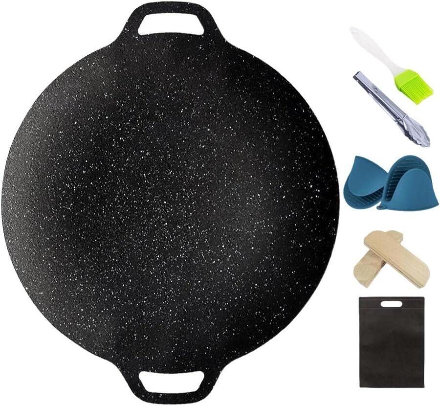 Grillplaat Barbecue Pan Buiten Koken Anti-aanbaklaag 36 cm Zwart