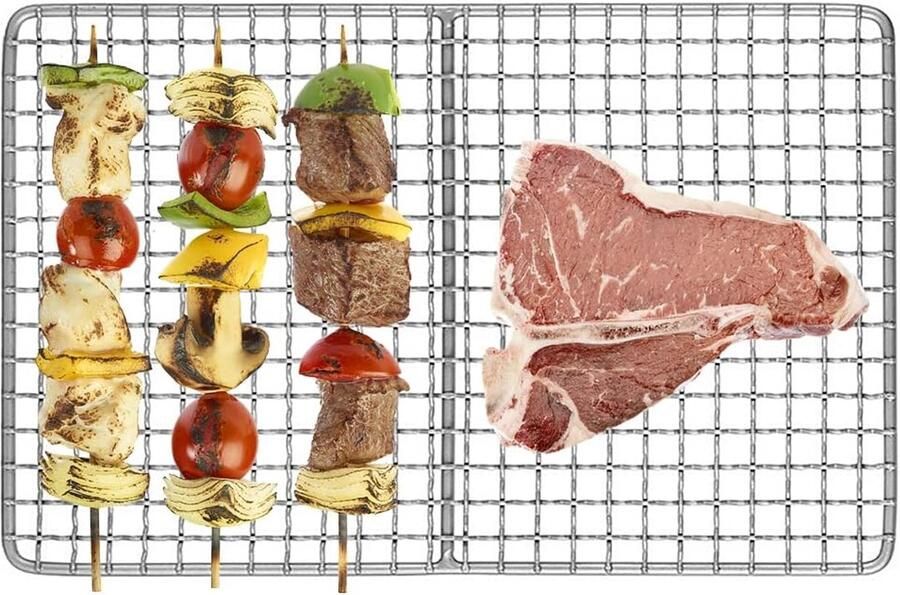 Grillplaat Barbecue rek Buiten koken Ultra lichtgewicht 26.8 x 16.8 cm Zilver