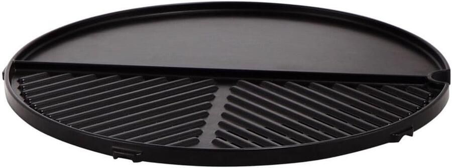 Grillplaat BBQ Accessoire Buiten Koken Dubbelzijdig Grilloppervlak 38 cm Diameter Zwart
