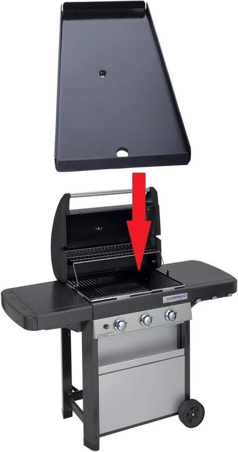Grillplaat BBQ Plaat Buiten Koken Geëmailleerd Staal 22.5 x 45 cm Zwart