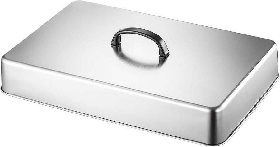 Grillplaat Bedruipdeksel Smeltkoepel Bakplaat Gelijkmatig Smelten Hittebestendige Grip 43.5 x 28.2 cm Zilver
