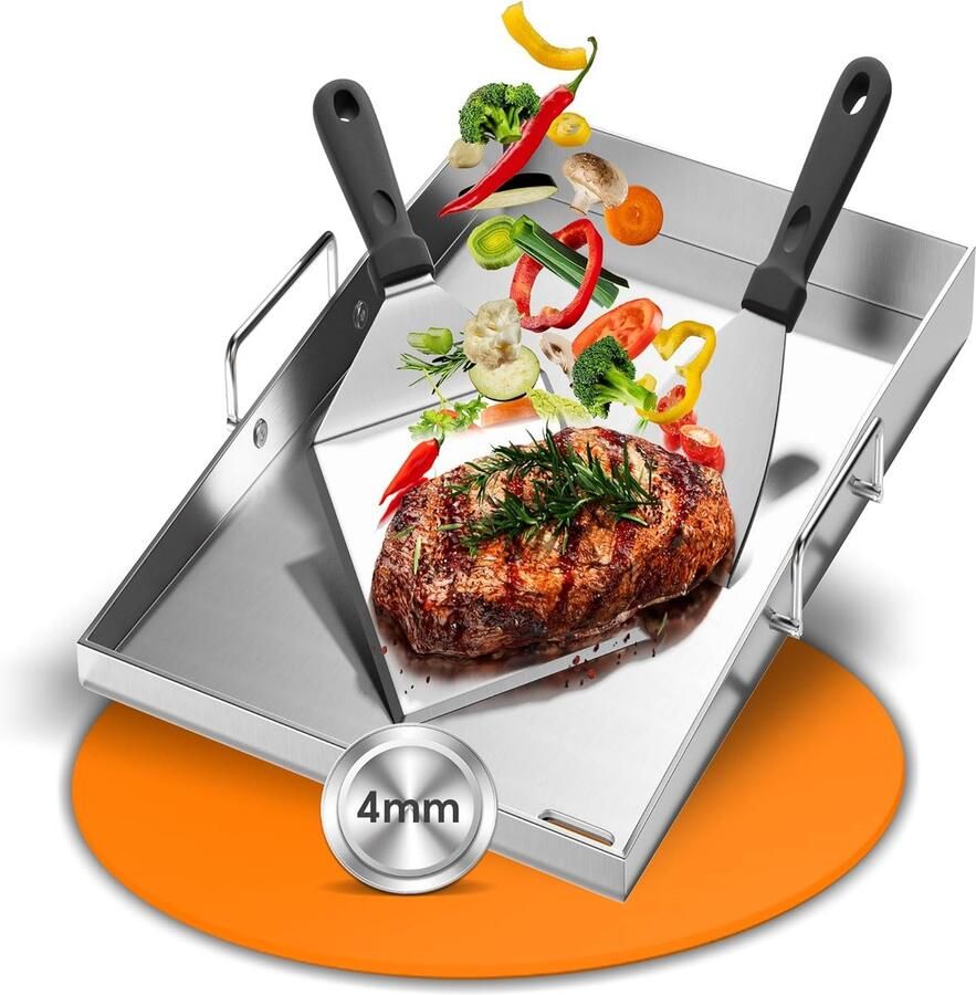 Grillplaat Draagbeugel Plancha Handvat Barbecue Accessoire Stabiele Constructie 40x4x20 cm