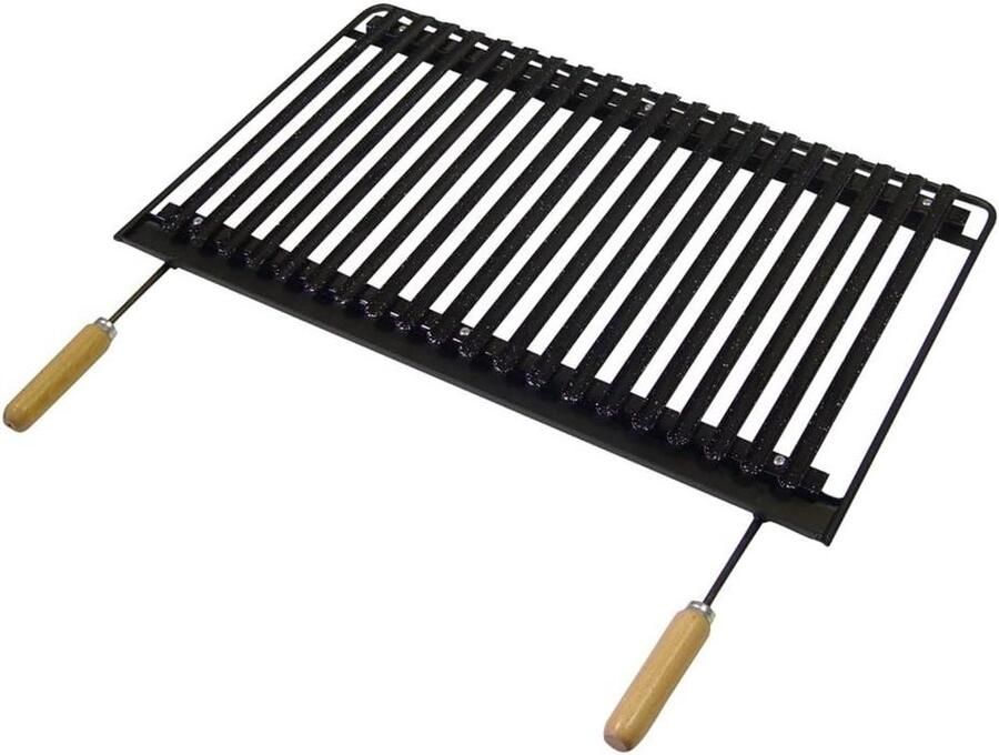 Grillplaat Emalje Bakplaat BBQ Buiten Koken Houtskool of Hout Brandstof 41 x 46.5 cm Zwart