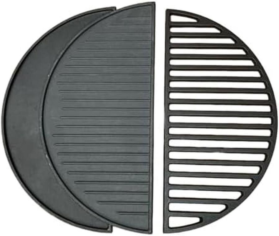 Grillplaat en Rooster Kamado Accessoires Buiten Koken Gietijzeren Combinatie 42.5 cm Zwart