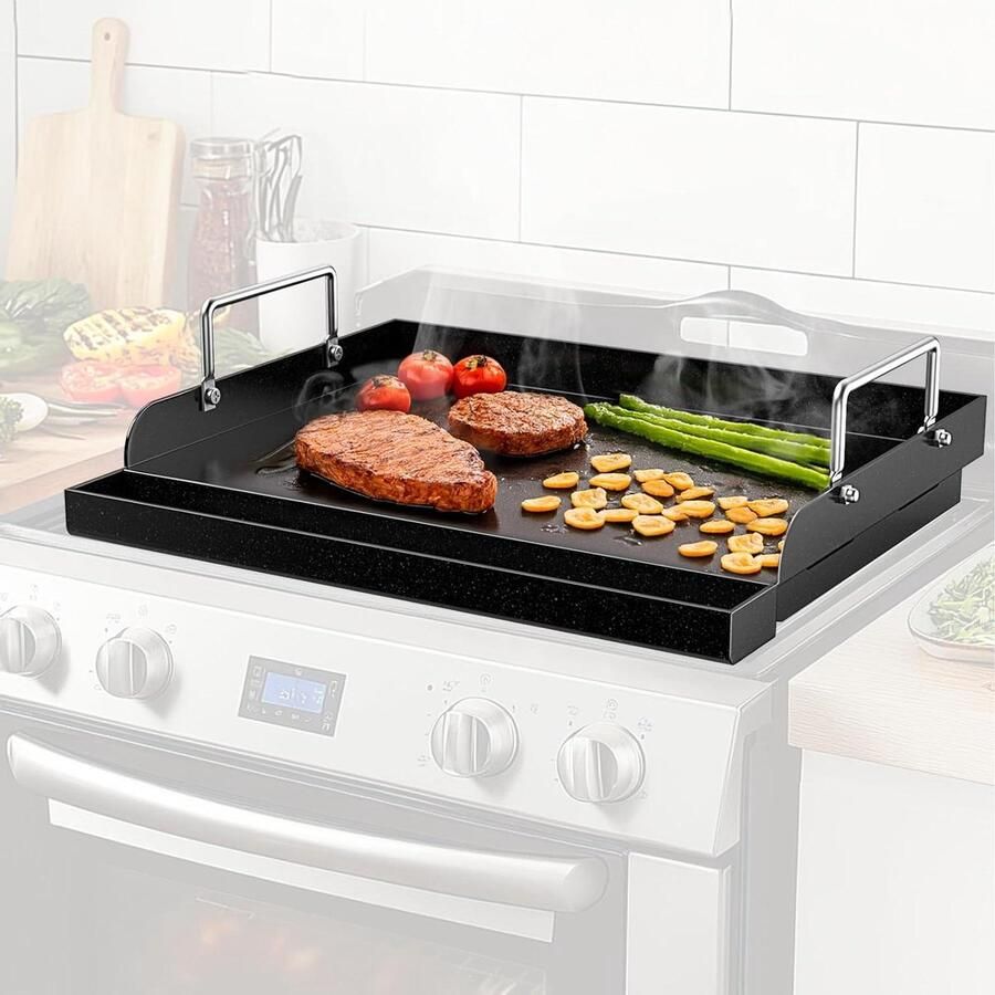 Grillplaat Gas Barbecue Plancha Bakplaat Buiten Koken Nano Keramische Coating 43x33 cm Zwart