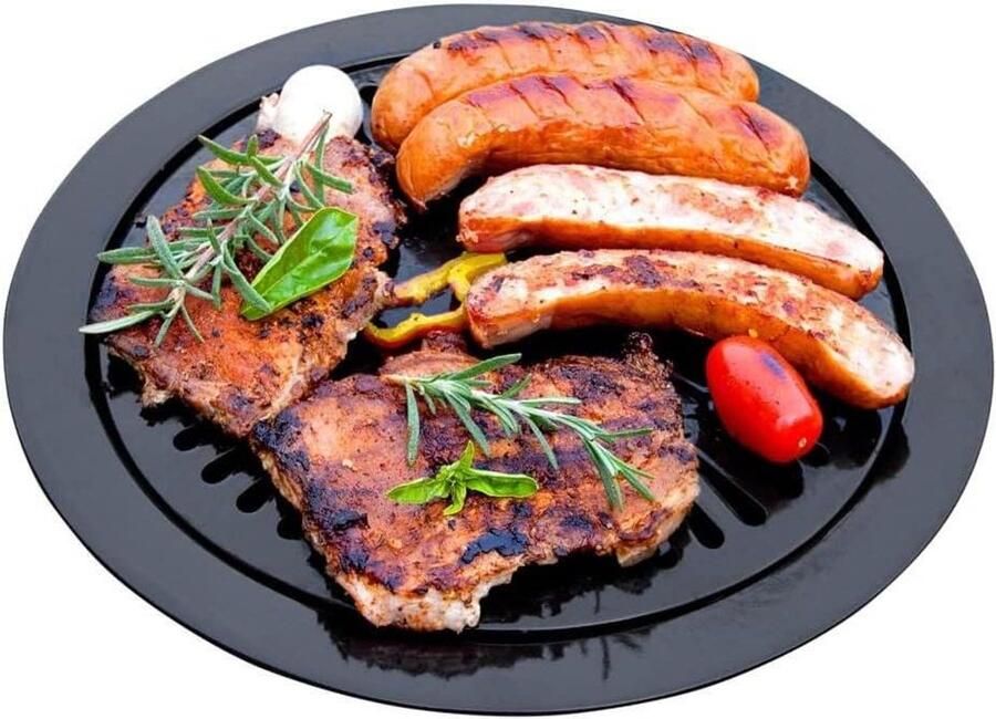 Grillplaat Gasfornuis Bakplaat Tafelmodel Buiten Koken Anti-aanbaklaag 32.5 cm Diameter Zwart