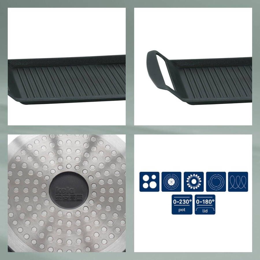 Grillplaat gegoten aluminium 5 mm inductiekookplaten 30 x 24 cm Kerros zwart