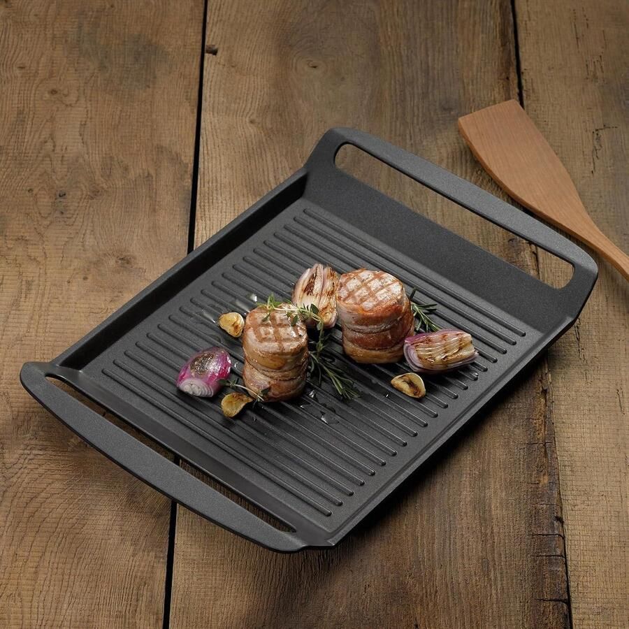 Grillplaat gegoten aluminium 5 mm inductiekookplaten 30 x 24 cm Kerros zwart - Foto 2