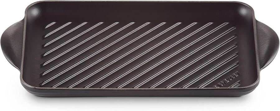 Gegoten Grillplaat Geribbelde Pan Gezond Grillen Gelijkmatige Warmte 32.5 cm Zwart