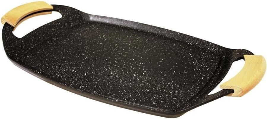 Grillplaat Gietijzer Bakplaat Gelijkmatig Grillen Voor Alle Kookplaten 48.5 x 28.5 cm Gevlekt