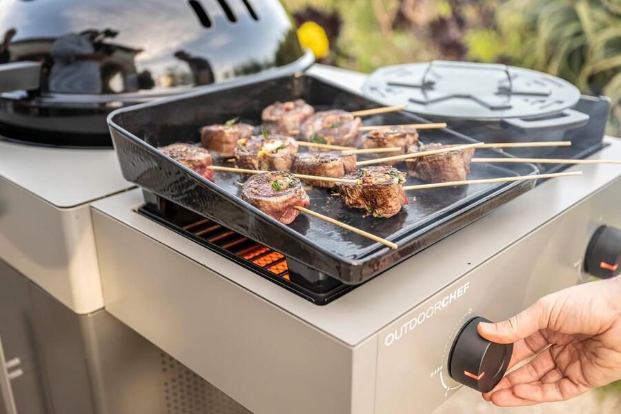 Grillplaat Gietijzer Bakplaat Plancha Buiten Koken Geëmailleerd Gietijzer 38x32x11 cm Zwart