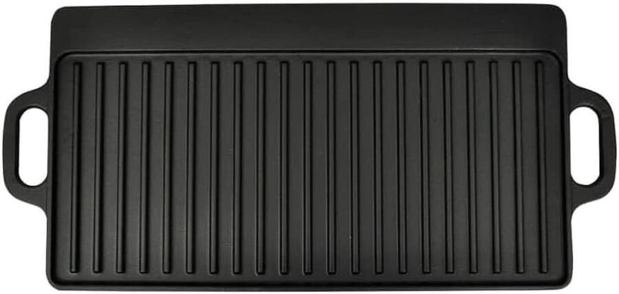 Grillplaat Gietijzer Dubbelzijdig 38x23 cm Set van 2