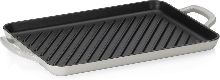 Grillplaat Gietijzer Koekenpan Binnen Grillen Voor Alle Warmtebronnen 35 x 25 cm Grijs