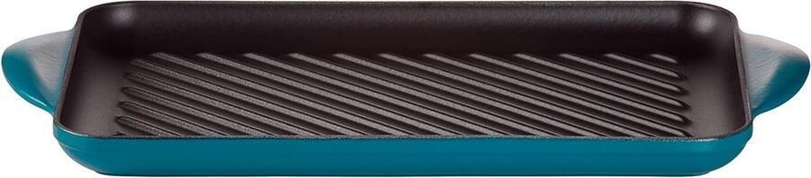Grillplaat Gietijzer Rechthoekige Pan Buiten Koken Geribbelde Bakbodem 32 cm Groenblauw