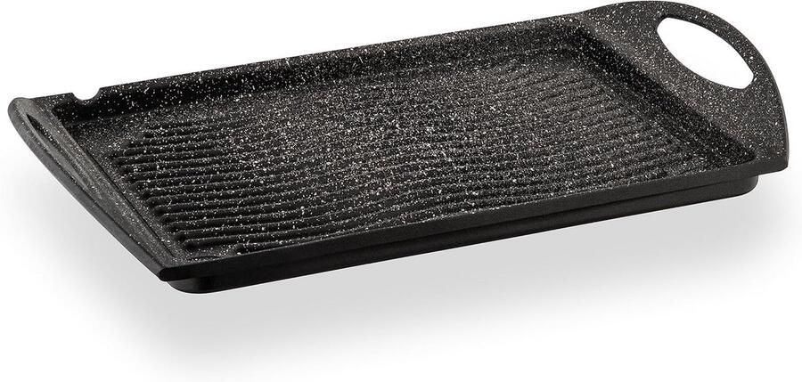Grillplaat Grillpan Koekenpan Plaat Gezond Koken Dik Aluminium Bodem 34 x 26 cm Zwart