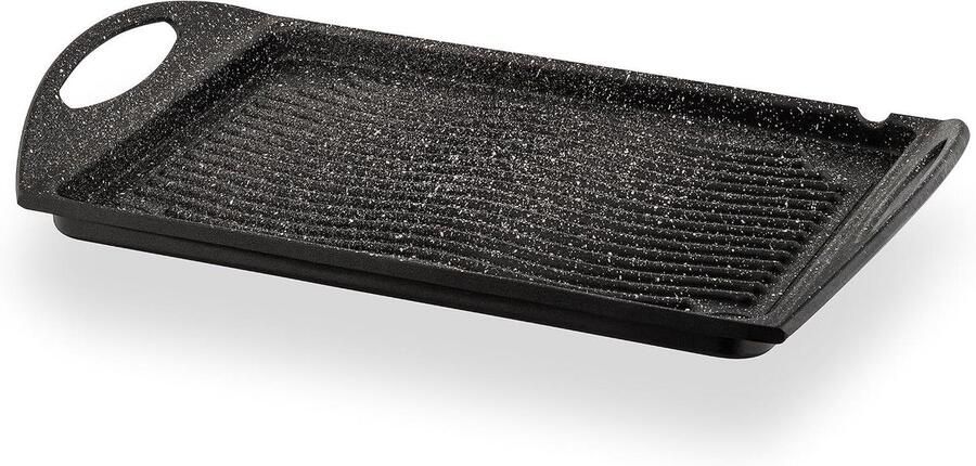 Grillplaat Grillpan Rechthoekig Buiten Koken Dik Aluminium 34 x 26 cm Zwart