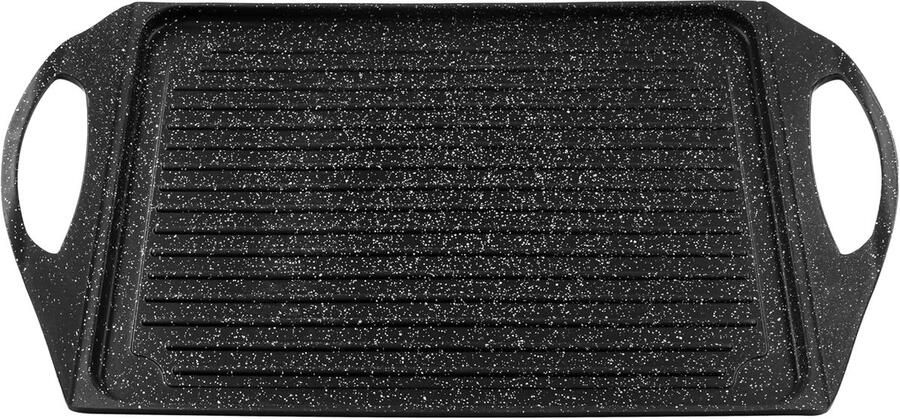 Grillplaat Grillpan Vlees Grillen Dubbel Stopcontact 28 x 36 cm Zwart
