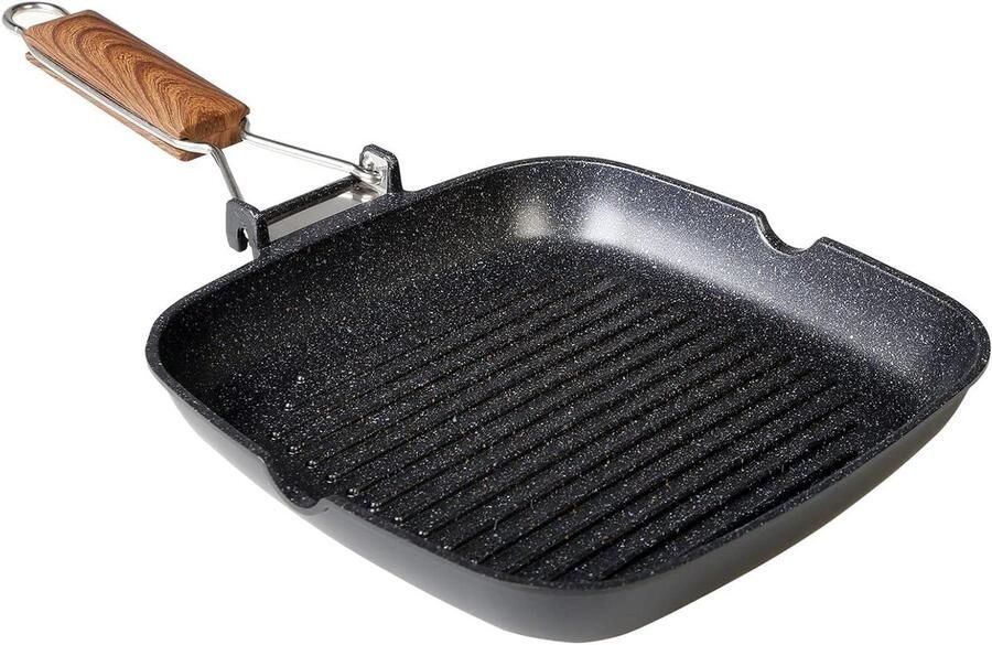 Grill Pan Koekenpan Lekker Koken Ecologische Antiaanbaklaag 28 x 28 cm Zwart