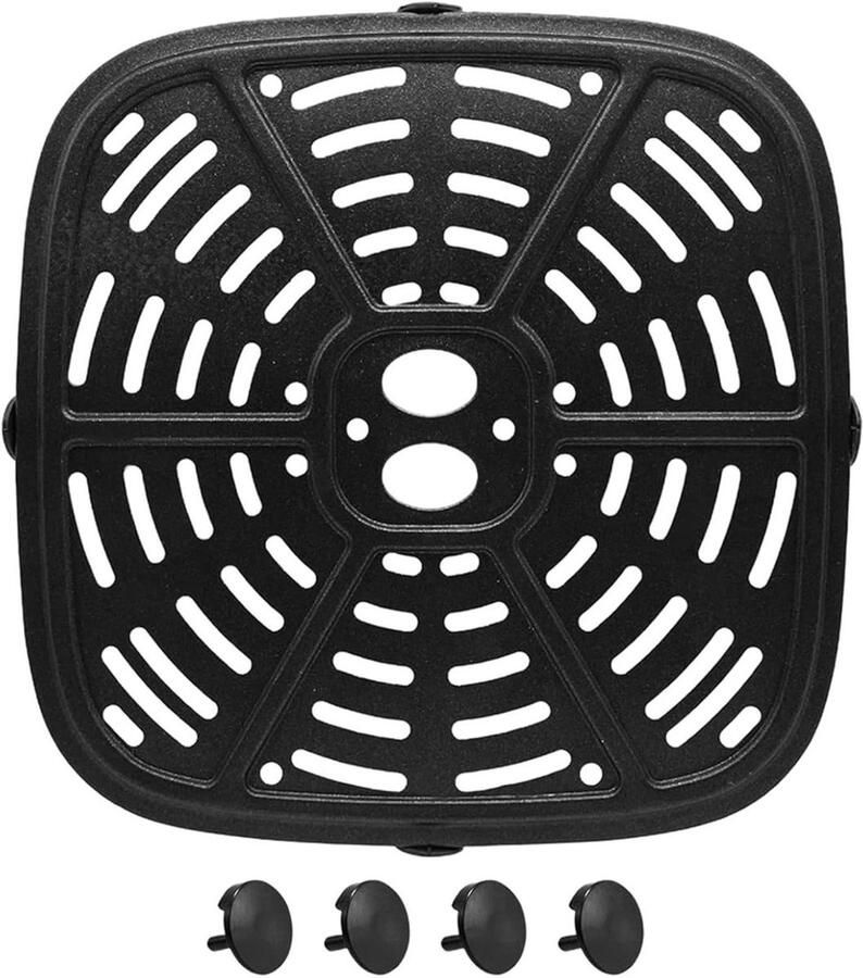Grillplaat Heteluchtfriteuse Accessoire Pan Lekker Koken Antiaanbaklaag 24 x 24 cm Zwart