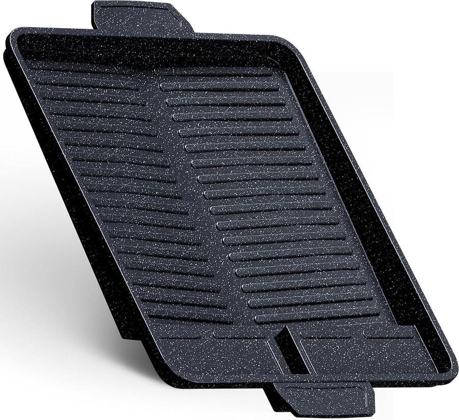 Grillplaat Hulpstuk Camping Pan Vetarm Grillen Premium Anti-aanbaklaag 26 x 38 cm Zwart