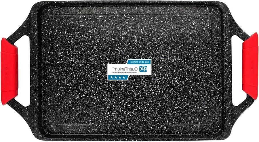 Grillplaat Bakplaat Gezond Koken Antiaanbak Titanium 43x25cm Zwart