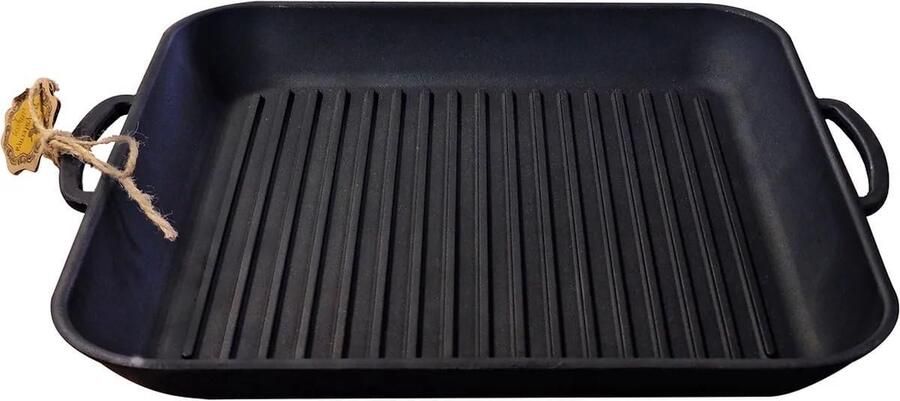 Gietijzeren Grillplaat Bakplaat Vlees Buiten Koken Voor Alle Warmtebronnen 35x35 cm Zwart