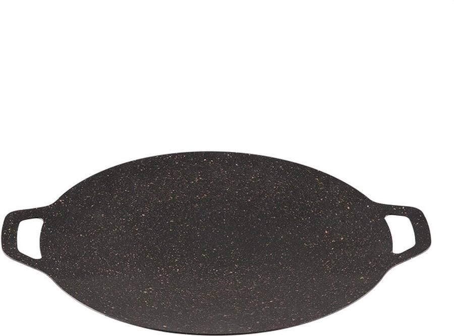 Grillplaat Inductie Ronde Grillpan Gelijkmatig Grillen Niet-Plakkerige Coating Diameter 38cm Zwart