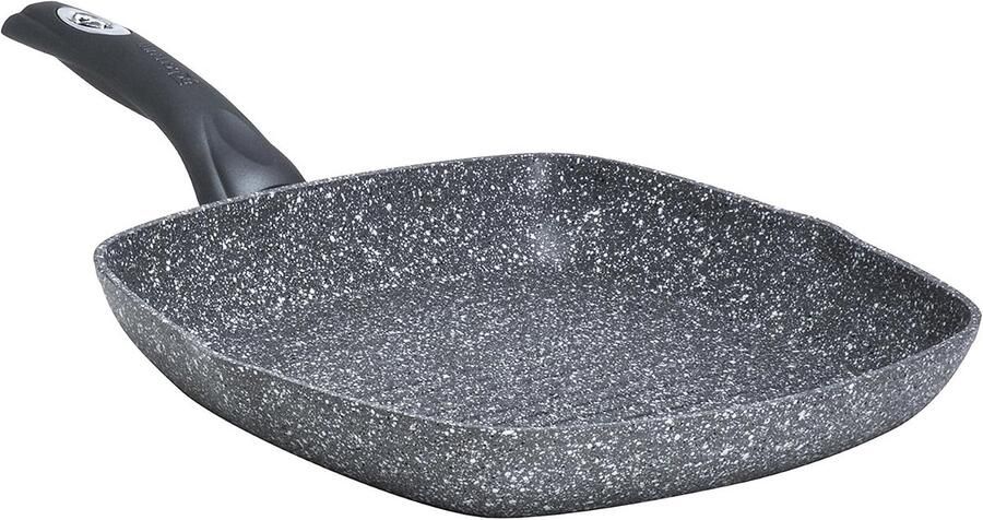 Grillplaat Koekenpan Gezond Grillen Steen Versterkte Coating 28x28 cm Grijs