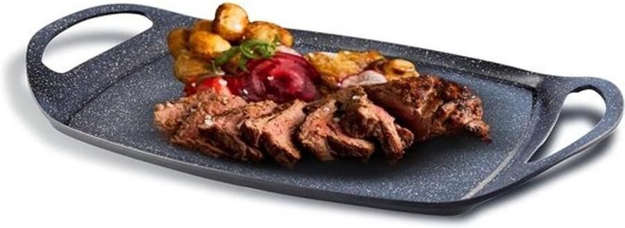 Grillplaat Koekenpan Gezond Koken Antiaanbaklaag 47x29cm Zwart