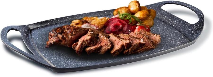Grillplaat Koekenpan Gezond Koken Antiaanbaklaag 47x29cm Zwart