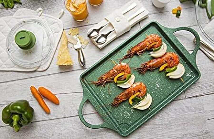 Grillplaat Koekenpan Lekker Koken Antiaanbaklaag 46x25 cm Groen