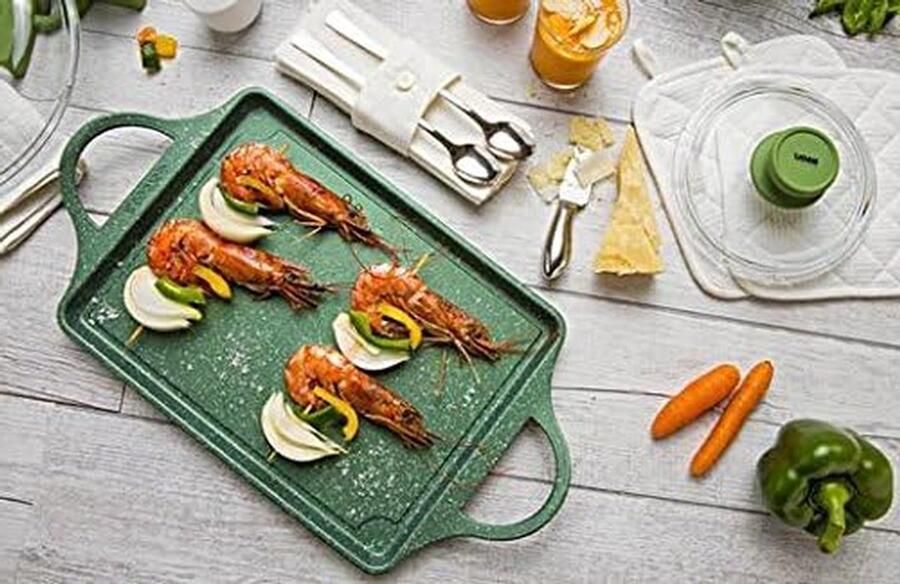 Grillplaat Koekenpan Lekker Koken Antiaanbaklaag 46x25 cm Groen