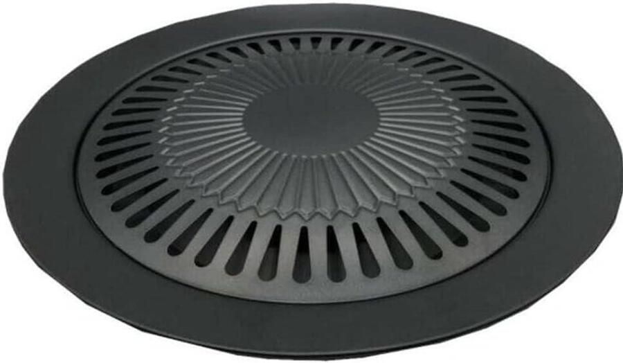 Grillplaat Kookplaat Opzetstuk Buiten Koken Anti-aanbaklaag 32 cm Rond Zwart