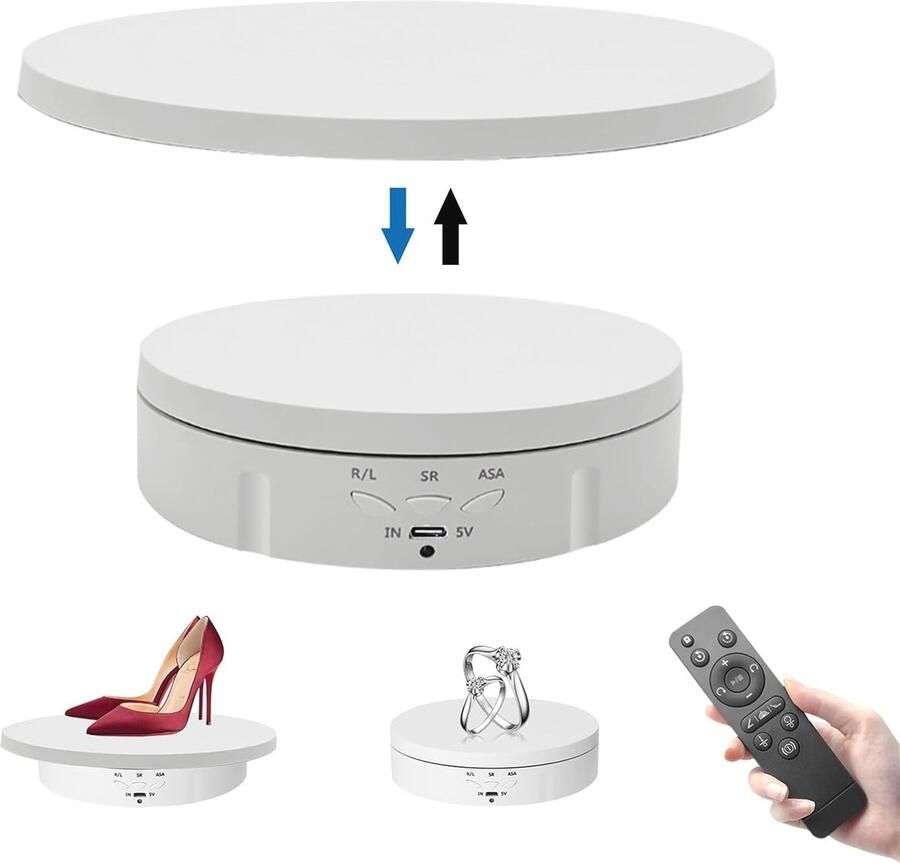 3-in-1 Draaiplateau met Afstandsbediening Gemotoriseerd 360 Graden Draaibare Stand voor Fotografie en weergave