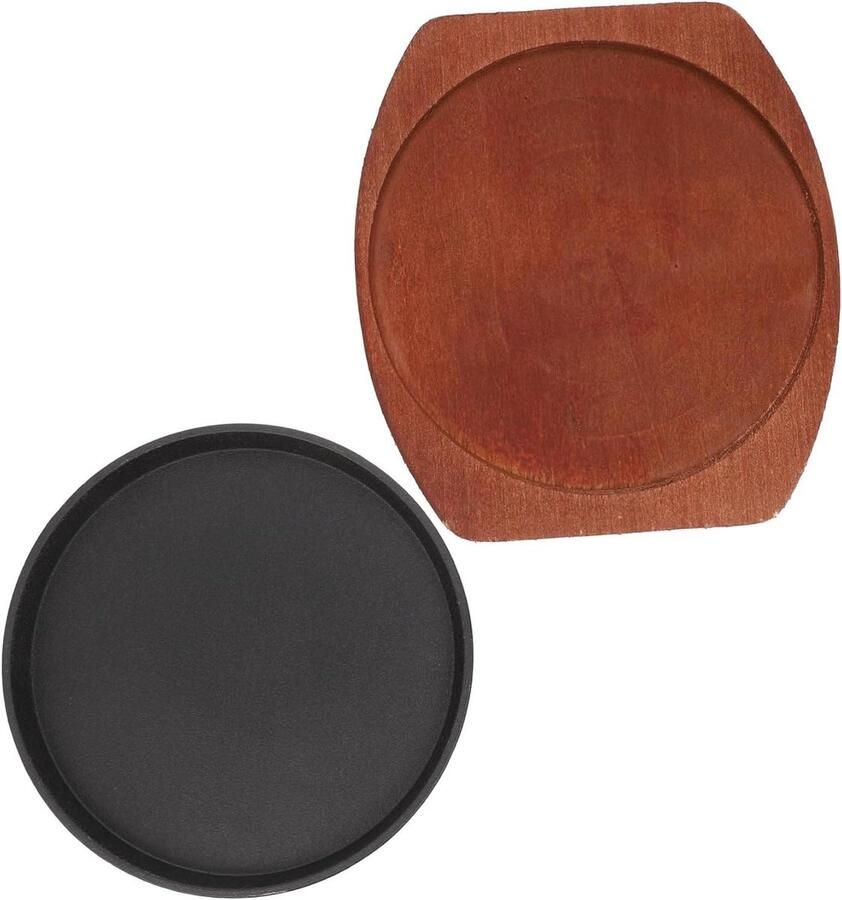 Grillplaat met bakje Sizzling plate Thuis grillen Gietijzeren warmtegeleiding 21x21 cm Zwart