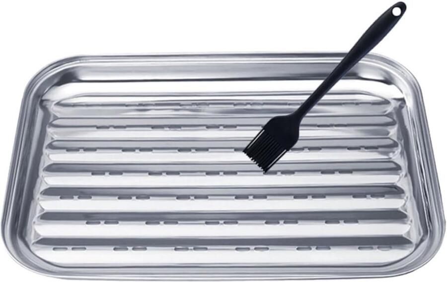 Grillplaat met Borstel BBQ Bakplaat Buiten Koken Gezond Grillen 35 x 24 cm Kleuren