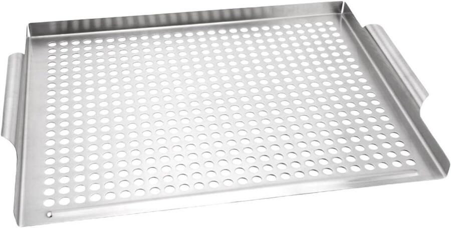 Grillplaat met Drainage Bakplaat RVS Buiten Koken Geperforeerd Design 36.8 x 29.4 cm Zilver