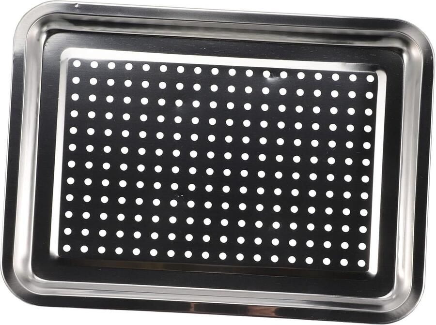 Grillplaat met Rand BBQ Bakplaat Buiten Koken Hittebestendig Roestvrij Staal 40x30cm Zilver
