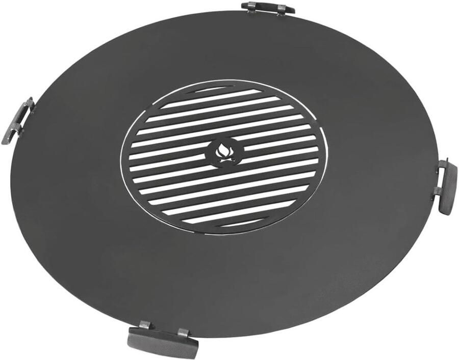 Grillplaat met rooster Buiten koken Barbecue en grillen Handgemaakt in Europa 98 cm diameter Zwart