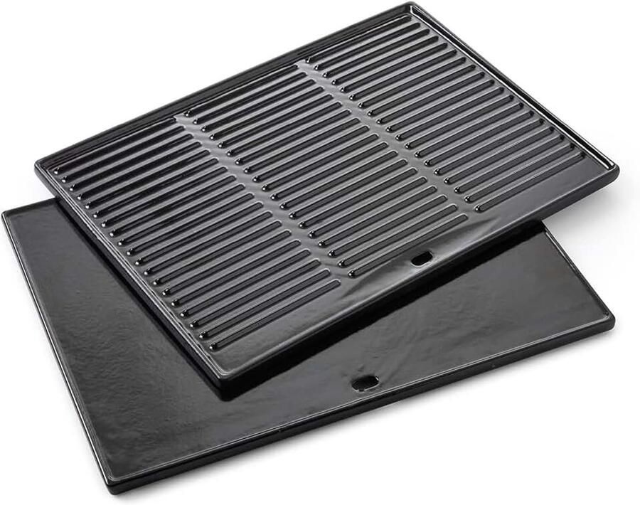 Grillplaat met vlakke en geribbelde grillzijde rond 35cm