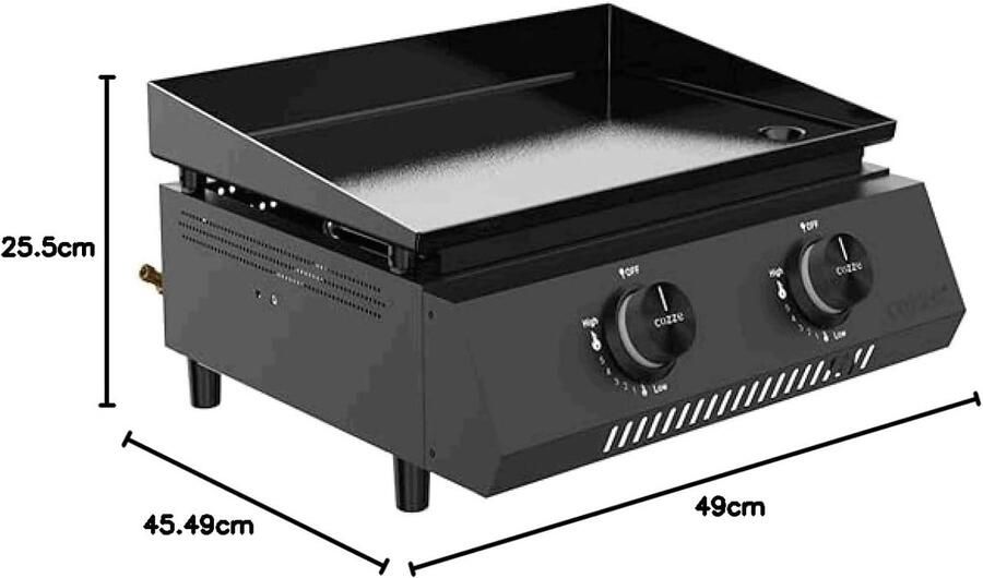 Grillplaat op gas Buitenkeuken Plancha Buiten koken Geavanceerde stalen branders 49 x 25.5 x 45.5 cm