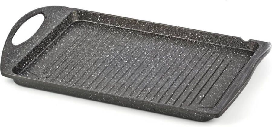 Grillplaat pan gegoten aluminium inductie geschikt ovenvast 280 graden grijs